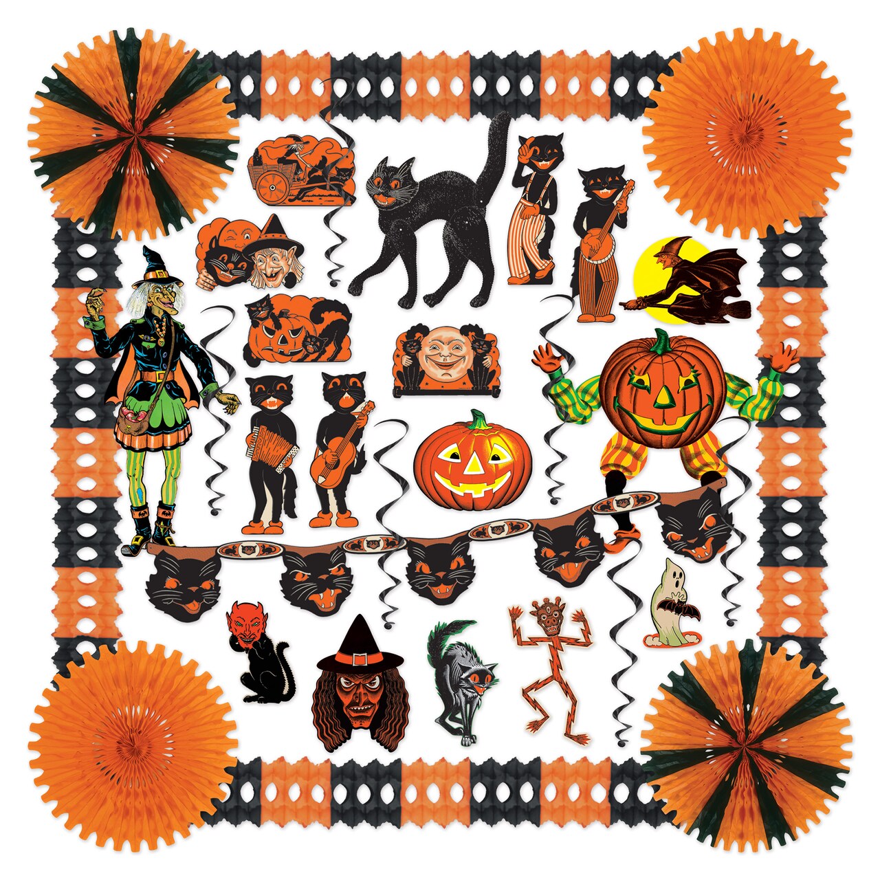 Beistle - Multicolor - Retro Halloween Decoration Set - 1 Piece